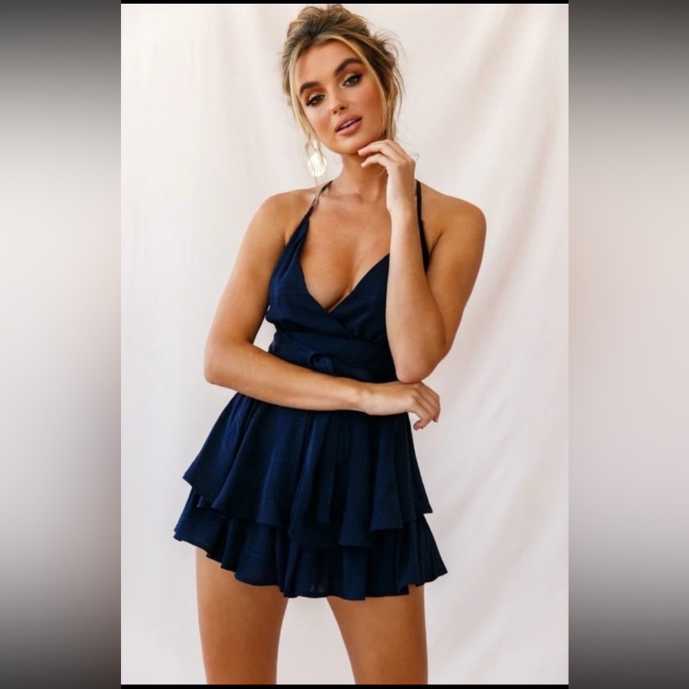 Princess Polly Theodora Playsuit Navy SIZE 2 Romper